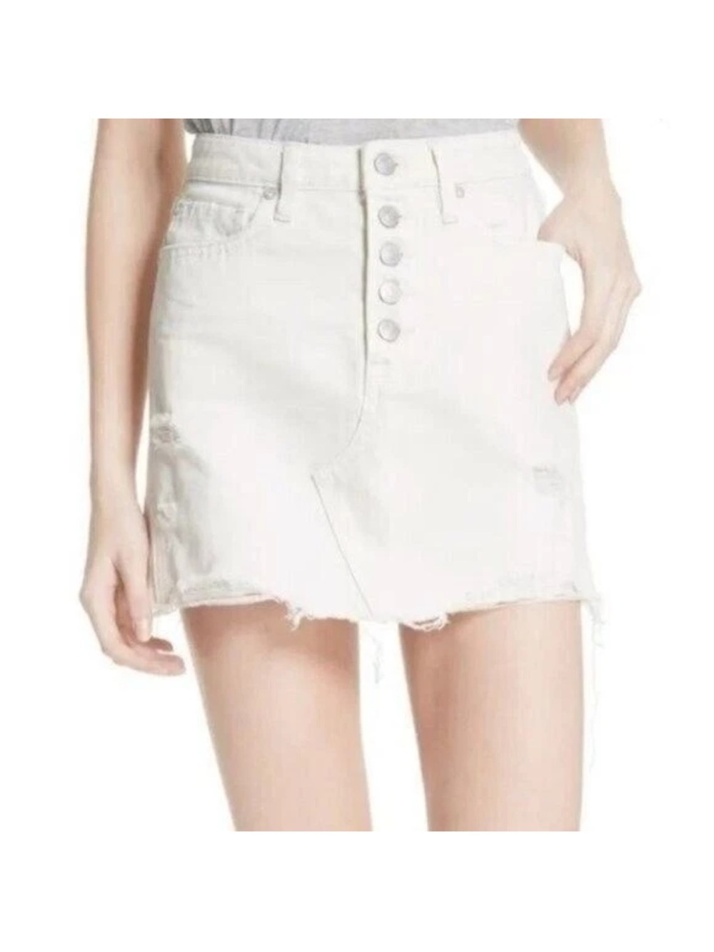 We the Free Free People White Denim Mini Skirt NWOT